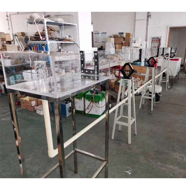 双变坡水槽尝试装配,水流跟尾演示装配